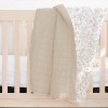 Makemake Organics GOTS Certified Organic Kids Blanket Cotton Infill Tufted - Reversible Ultra Soft - Blossom & Taupe - 2 of 4