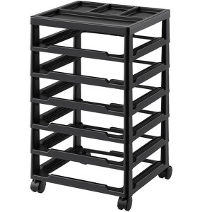 VEVOR Scrapbook Rolling Storage Cart, 6-Tier Large Capacity with Organizer Top, Black Frame with 4 Removable Wheels, PP Material Cart Only, Black - 1 of 4