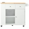 Kitchen Island With Power Outlet, Kitchen Storage Island With Drop Leaf And Rubber Wood, Adjustable Storage - 4 of 4
