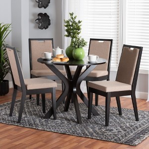 Baxton Studio Eira Modern Sand Fabric and Dark Brown Finished Wood 5-Piece Dining Set - 1 of 4