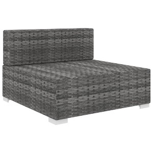 vidaXL Outdoor Sectional Middle Seat with Cushions - Poly Rattan, Weather-Resistant, Easy to Clean, Sturdy Steel Frame, Gray and Dark Gray - 1 of 4