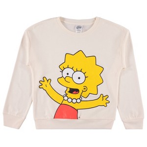 Ladies The Simpsons Crewneck Sweatshirt - Lisa, Bart and Homer Simpson Sweatshirt - The Simpsons Big Face Crewneck Sweatshirt - 1 of 1