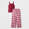 Girls' Harvard Tank Top and Pants Pajama Set - Red - 2 of 4