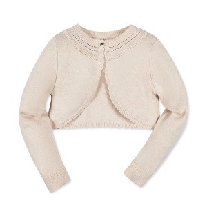Hope & Henry Girls' Organic Cropped Special Detail Sweater Cardigan, Kids - 1 of 4