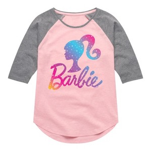 Girls' - Barbie - Holidays & Christmas Shirt Tail Raglan Graphic T-shirt - 1 of 3