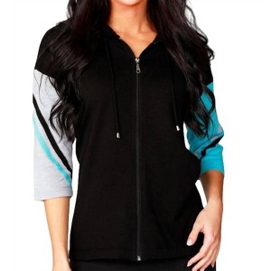 Women's Stripe Sleeve Hoodie - ANGEL - 1 of 2
