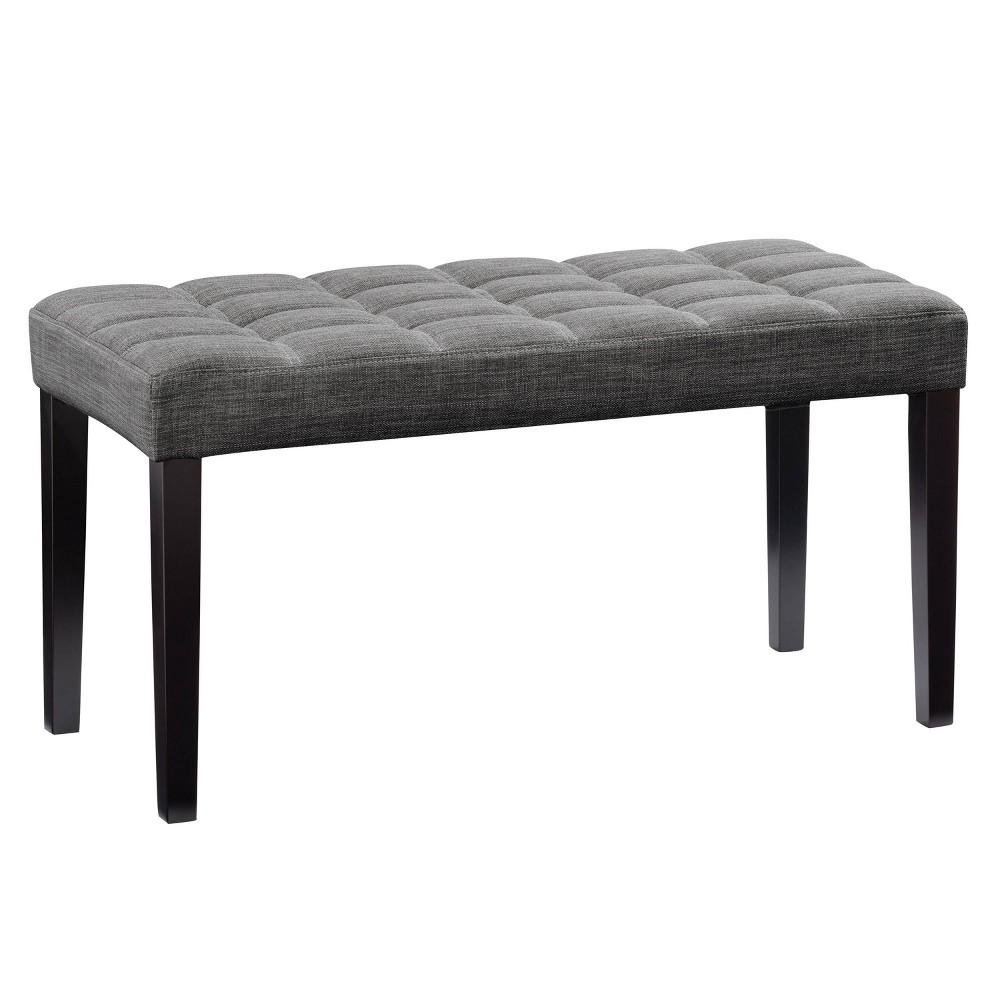 Photos - Chair CorLiving California Fabric Tufted Bench Dark Gray  
