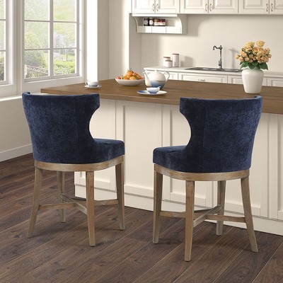 CAVINAS Dining Chairs Kitchen Chairs Stool with Wood Legs Counter Stool with High Wingback Button Tufted for Kitchen