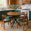 Hooseng Round Dining Table for 4, Farmhouse Style Kitchen Table Small Dinner Table with MDF Top and Metal Legs, Space Saving Dining Room Furniture - 2 of 4
