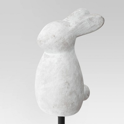 3pc Cement Rabbit Stake Outdoor Figurine Set White - Threshold&#8482;_2