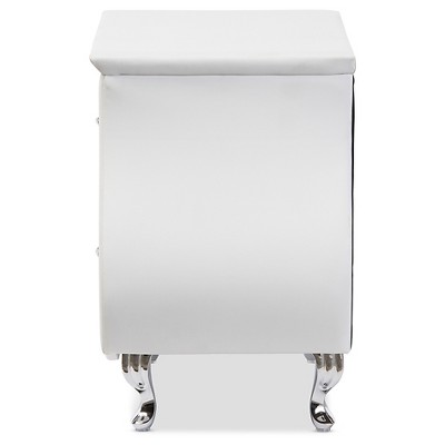 Erin Contemporary White Faux Leather 2-Drawer Nightstand