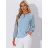INSPIRE CHIC Women's Chiffon Semi Sheer Keyhole Neck Elegant Work Blouse - 2 of 4
