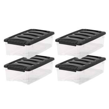 Anbers 5.5 Quart Clear Plastic Box with Lid, 4 Packs Latch Storage Bin