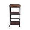 Austin Industrial Metal/Wood Kitchen Cart 3 Shelfs Bottle & Glass Racks Storage on Wheels - Linon - 4 of 4
