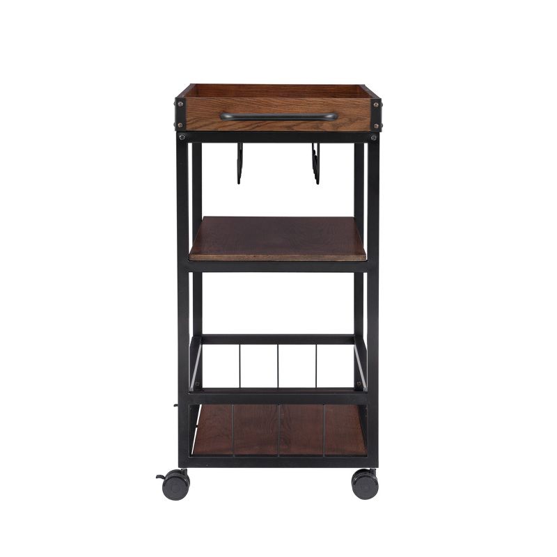 Austin Industrial Metal/Wood Kitchen Cart 3 Shelfs Bottle &#38; Glass Racks Storage on Wheels - Linon, 5 of 14
