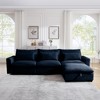 Christopher Knight Home Blair Modern Corduroy L Shaped 122" Sectional Sofa with Storage Ottoman and 3 Pillows - 2 of 4