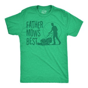 Mens Funny T Shirts Father Mows Best Sarcastic Fathers Day Lawn Mower Graphic Novelty Tee for Men - Crazy Dog Men's T Shirt - 1 of 4
