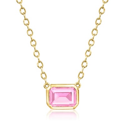 Pure Collection by Ross-Simons 1.10 Carat Lab-Grown Pink Sapphire Necklace in 18kt Gold Vermeil Size 16