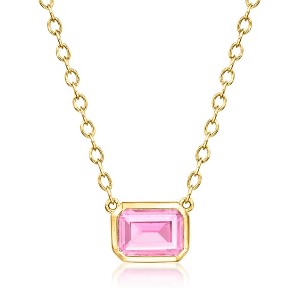 Pure Collection by Ross-Simons 1.10 Carat Lab-Grown Pink Sapphire Necklace in 18kt Gold Vermeil Size 16 - 1 of 4