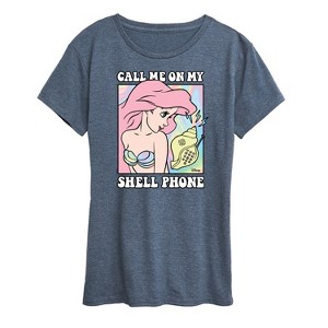 Women's - Disney - Ariel Call Me On My Shell Phone Short Sleeve Graphic T-Shirt - 1 of 4