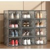 12 PCS Shoe Organizer, Clear Plastic Stackable Shoe Organizer for Closet, Clear Plastic Stackable Shoe Box for Entryway Space Saving Collapsible - 3 of 4