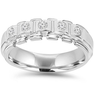 Pompeii3 Mens SI 1/5ct Diamond Wedding White Gold 14K New Ring - 1 of 4