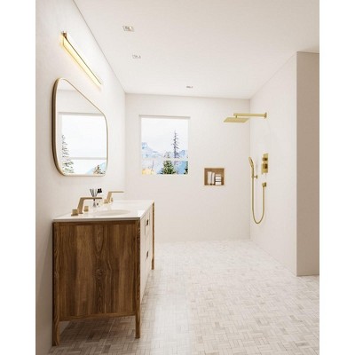 Large Brushed Gold Dual Square Wall Mounted Shower System