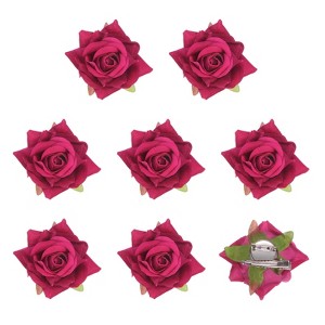 Unique Bargains Durable Velvet Cloth Flower Hair Clips Brooches 8 Pcs - 1 of 4