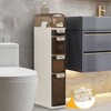 VECELO Narrow Beside Toilet Storage Cabinet, Plastic Bathroom Organizer with Drawers & Wheels, Slim Toilet Paper Storage for Bathroom, White - 4 of 4