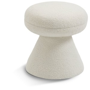 Meridian Furniture,Drum Faux Shearling Teddy Fabric Ottoman/Stool - 1 of 4