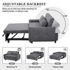 57.48" Corduroy Convertible Loveseat Sofa Bed with Adjustable Backrest, USB Ports, and Two Throw Pillows - 2 of 4