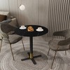 Round Dining Table with Sintered Stone Top and X-Shaped Stainless Steel Pedestal Base – Seats 2–3 People, Kitchen & Dining Room Table for Cafes - 2 of 4