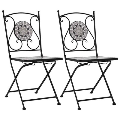 vidaXL Garden Chair Set of 2 Brown, Black, Cream
