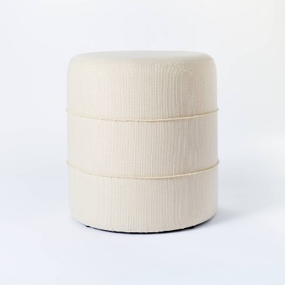Catalina Mudcloth Round Ottoman Cream 