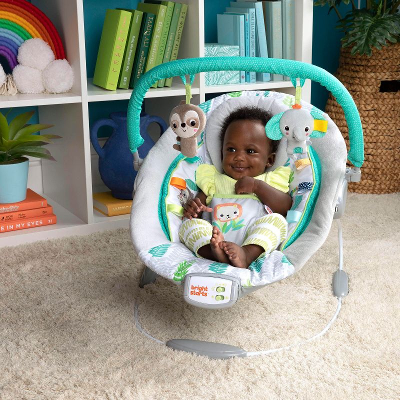 Bright Starts Jungle Vines Comfy Baby Bouncer with Vibrating Infant Seat &#38; Taggies, 4 of 19