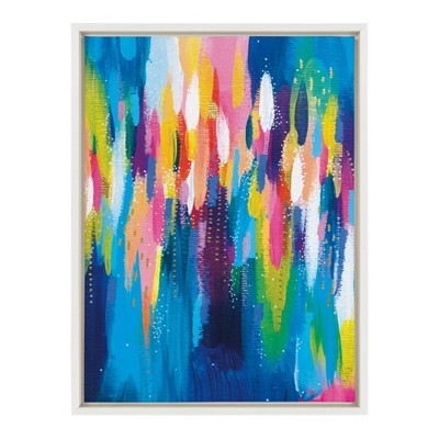 18" x 24" Sylvie Bright Brush Strokes Framed Canvas Wall Art by Ettavee White - Kate and Laurel