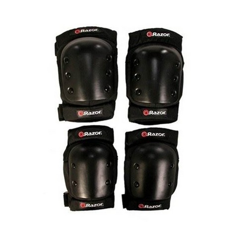 Razor Deluxe Pro Youth Multi-sport Velcro Strap Elbow & Knee Pad Set, Black  : Target