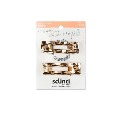 scünci Consciously Minded Recycled Hammered Metal Salon Clips - Gold - 2pc