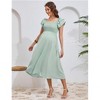Clearlove Womens Maternity Flutter Short Sleeve Square Neck Summer Casual Dress Smocked Boho Maxi Dress Photoshoot Baby Shower - 3 of 4