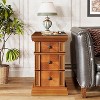Tribesigns Narrow End Table with 3 Drawers for Living Room, Finished Back - 4 of 4