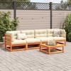 vidaXL Patio Sofa Set Outdoor Conversation Lounge 5-Piece - Wax Brown Pine Wood - Slatted Design for Backyard/Patio/Terrace - 3 of 4