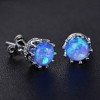 Crown Stud Earrings for Women Sterling Silver Blue Fire Opal Ginger Lyne Collection - 2 of 4
