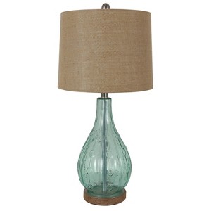 Emma Embossed Glass Table Lamp Blue (Lamp Only) - Decor Therapy