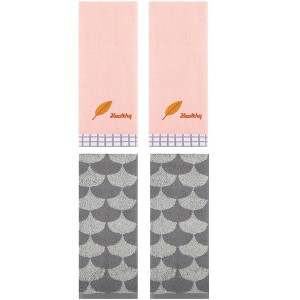 REGALWOVEN 4 Pcs Soft Comfortable Absorbent Leaves and Geometric Hand Towel 13" x 29" - 1 of 4
