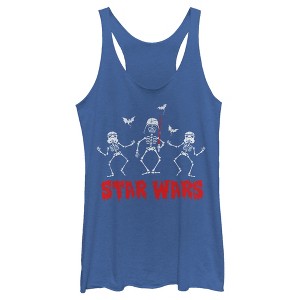 Women's Star Wars Halloween Vader Skeletons Racerback Tank Top - 1 of 4