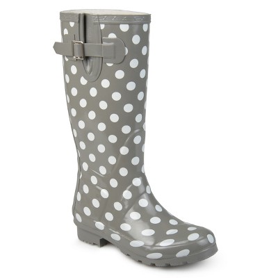 Journee Collection Womens Mist Block Heel Rain Boots Grey Dot 8.5 : Target