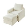 Corduroy Chaise Lounge Sofa Couch Chair Upholstered Accent Chair with Ottoman, Yellow/Gray/Black/Beige/Green-ModernLuxe - 4 of 4