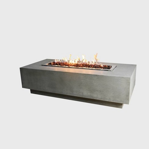 Granville Rectangular Stainless Steel, Propane Fire Pit Rectangular Table