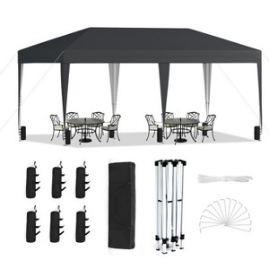 SUGIFT 10' x 20' Pop Up Canopy Tent, Outdoor Instant Gazebo Sun Shade Shelter with Carry Bag, for Catering, Events, Wedding, Backyard BBQ,  Black - 1 of 4
