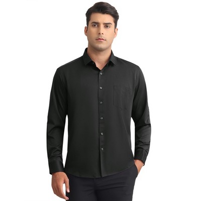 INSPIRE CHIC Men's Solid Long Sleeve Regular Fit Formal Business Button Down Dress Shirts
